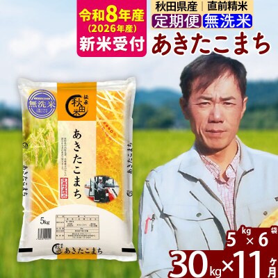 R8産 新米受付《定期便11ヶ月》あきたこまち 30kg【無洗米】|msrf-32311s