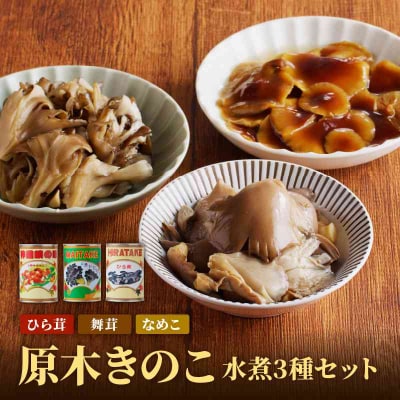大江町柳川産 原木きのこ水煮3種(なめこ・舞茸・ひらたけ) 014-011
