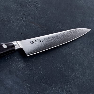 H45-26 源虎徹 銀彩ダマスカス ペティナイフ 150mm (M107/安田刃物)