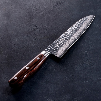 さくさく 鎚目ダマスカス 三徳包丁 180mm(安田刃物)H50-48 