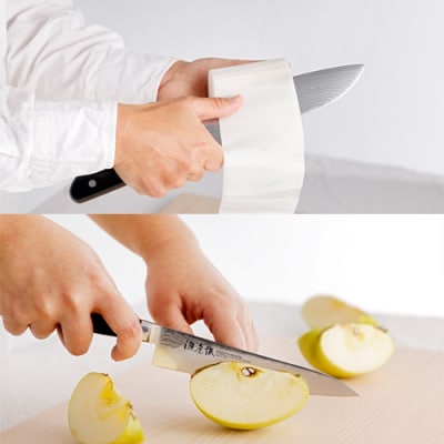 H110-04 源虎徹 銀彩ダマスカス 三徳&ペティ150mm 包丁2本セット(安田刃物)