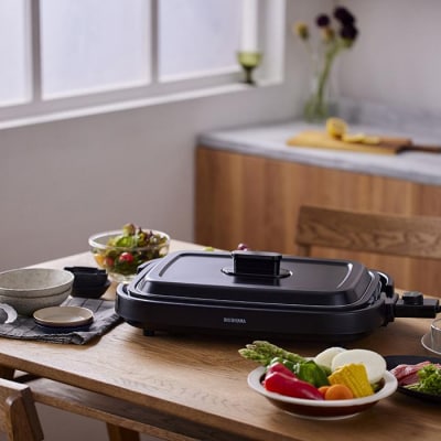 網焼き風ホットプレート 2枚焼き IHA-A20-B ブラック アイリスオーヤマ