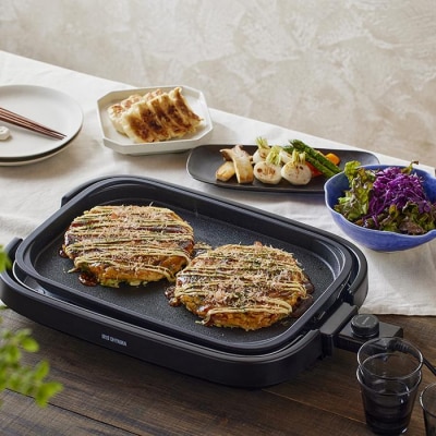 網焼き風ホットプレート 3枚焼き IHA-A30-B ブラック アイリスオーヤマ