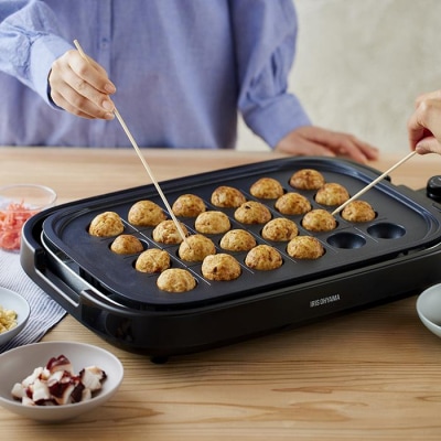 網焼き風ホットプレート 3枚焼き IHA-A30-B ブラック アイリスオーヤマ