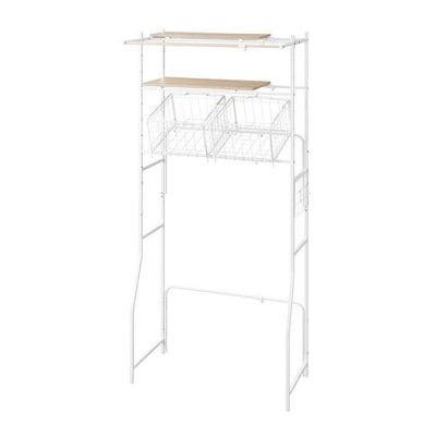 ランドリーラック　バスケット付き伸縮スタイルランドリーラック BSSL-860R ホワイト