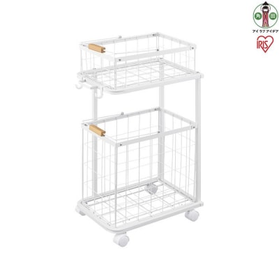 ランドリーバスケットワゴン2段　LBW-452　ホワイト