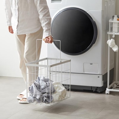 ランドリーバスケットワゴン2段　LBW-452　ホワイト