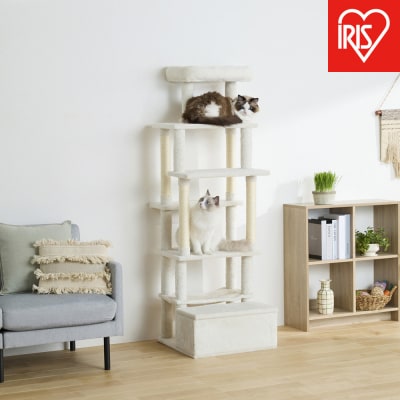 ペット 収納付きファブリックキャットタワー SFC-157 ホワイト