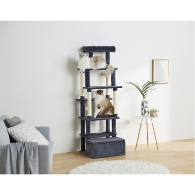 ペット 収納付きファブリックキャットタワー SFC-157 ダークグレー