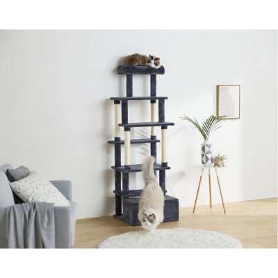 ペット 収納付きファブリックキャットタワー SFC-157 ダークグレー