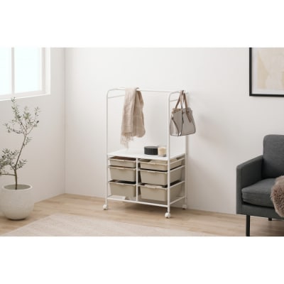 キッズ収納ハンガーラック KHR-800 ホワイト/ベージュ