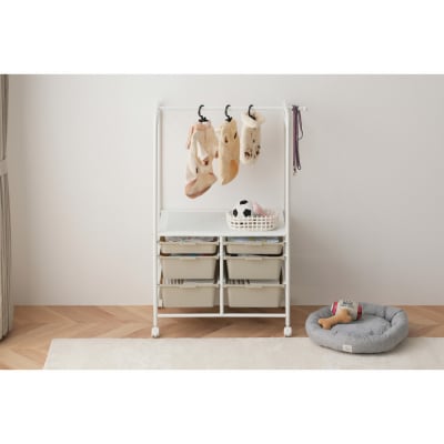 キッズ収納ハンガーラック KHR-800 ホワイト/ベージュ