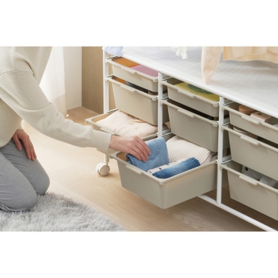 キッズ収納ハンガーラック KHR-1100 ホワイト/ベージュ