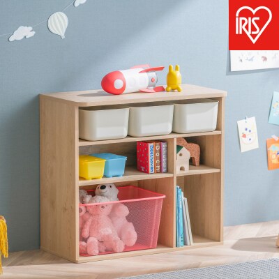 収納棚 ラウンドシェルフ RUSR-74S ナチュラル/ライトベージュ