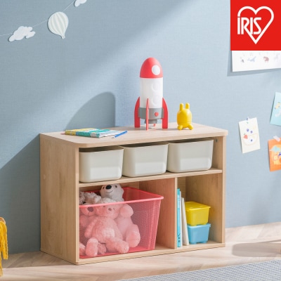 収納棚 ラウンドシェルフ RUSR-74L ナチュラル/ライトベージュ