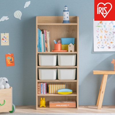 収納棚 ラウンドシェルフ RUSR-50H ナチュラル/ライトベージュ