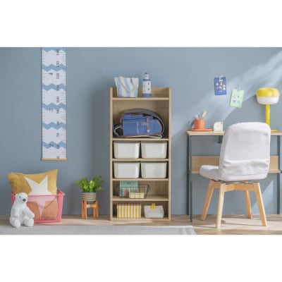 収納棚 ラウンドシェルフ RUSR-50H ナチュラル/ライトベージュ