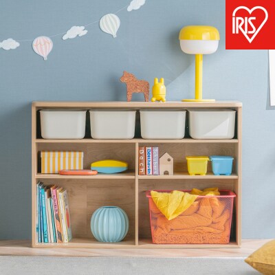 収納棚 ラウンドシェルフ RUSR-97W ナチュラル/ライトベージュ