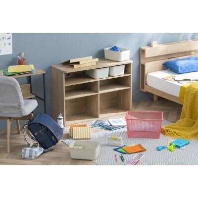 収納棚 ラウンドシェルフ RUSR-97W ナチュラル/ライトベージュ