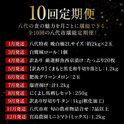 【10回定期便】八代市堪能定期便 晩白柚 肥後グリーン メロン トマト_183-5043-G