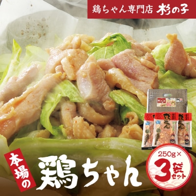 鶏ちゃん専門店「杉の子」味付き鶏ちゃん 250g×3袋【59-1】