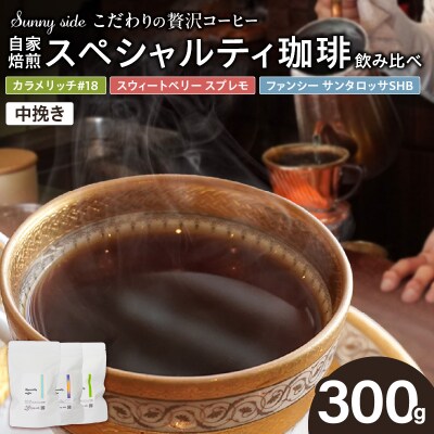 自家焙煎珈琲スペシャルティ珈琲飲み比べセット(300g)(中挽き)[137S21-02]