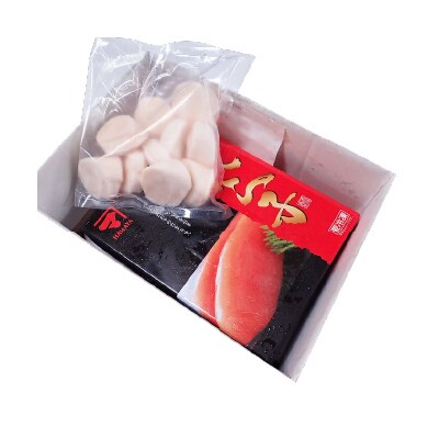 刺身用ほたて貝柱200g・甘口たら子500g(化粧箱入り) A-11204