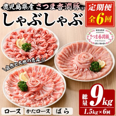 【6か月定期便】鹿児島県産 さつま香潤豚 ® しゃぶしゃぶ セット 総量 9.0kg