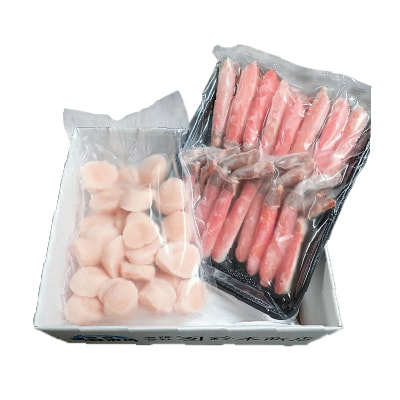 生ずわいがに棒肉ポーション500g、刺身用ほたて300g B-14124