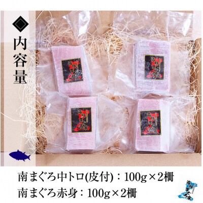 天然南マグロ 中トロ100g×2・赤身100g×2 計400g