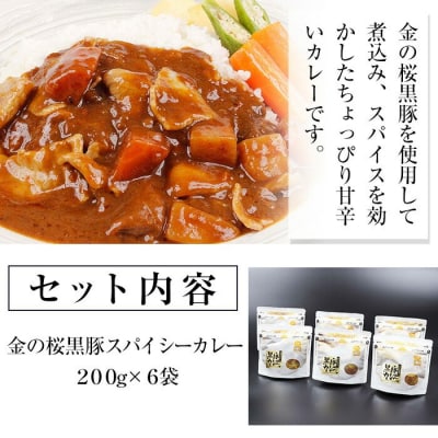 レンジでチン!金の桜黒豚 6食入り「スパイシー カレー 1.2kg(200g×6袋)」