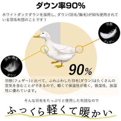 羽毛布団ダブル掛けふとん日本製綿100%側生地使用ダウン90%1.6kg立体スクエアキルトピンク
