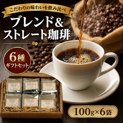 直火焙煎珈琲 6種ギフトセット 粉 100g×6袋 中挽き 飲み比べ