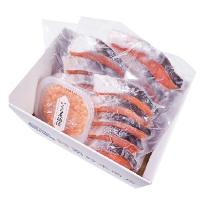 無添加天然甘塩紅鮭5切×3P、いくら醤油漬け(鮭卵)70g×1P A-11190