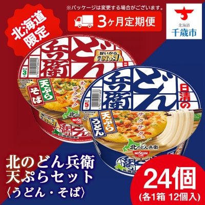 【定期便3カ月】日清 北のどん兵衛 天ぷらセット＜うどん・そば＞各1箱・合計2箱