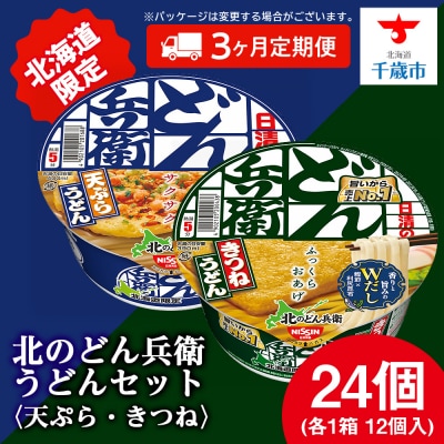 【定期便3カ月】日清 北のどん兵衛 うどんセット＜天ぷら・きつね＞各1箱・合計2箱