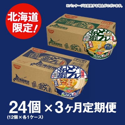 【定期便3カ月】日清 北のどん兵衛 うどんセット＜天ぷら・きつね＞各1箱・合計2箱