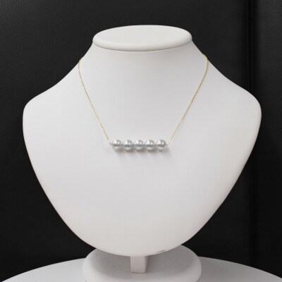 天草産 8-9mm あこや真珠 パールネックレス ペンダント シルバー 5連_S101-221