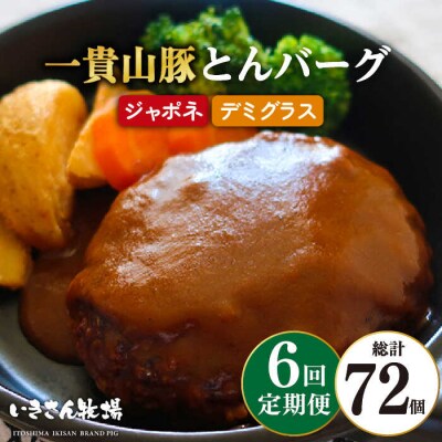 【全6回定期便】一貴山豚 とんバーグ 12個(6個× 2種)いきさん牧場 [AGB014]