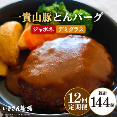 【全12回定期便】一貴山豚 とんバーグ 12個(6個×2種)いきさん牧場 [AGB015]
