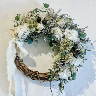 【選べる4タイプ】ドライフラワー ハーフリース 糸島/tokohana [AOC019]