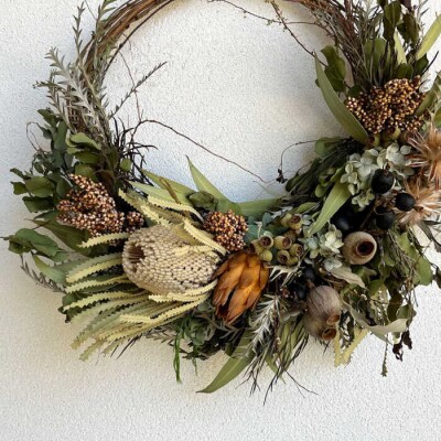 バンクシアのリース(Lサイズ)糸島市/tokohana ドライフラワー アレンジ [AOC031]