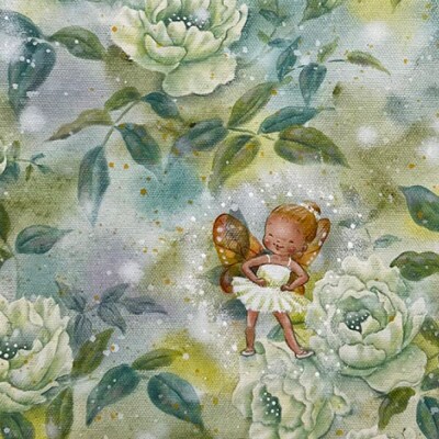 【一点物】絵画「白いバラの茂みにて」 糸島市 / 工房はーべすと [AYA083]