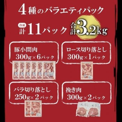 ＜蔵王町産＞JAPAN X　豚肉バラエティセット 3.2kg   　【04301-0366】