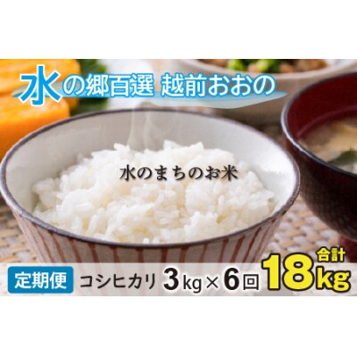 【令和7年産】【6ヶ月定期便】こしひかり 3kg×6回 計18kg【白米】「エコファーマー米」
