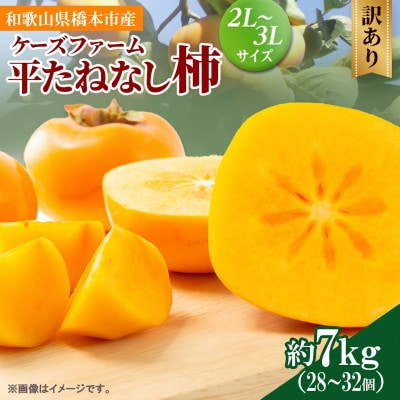 柿【2026年度発送分】ケーズファーム (訳あり) 平たねなし柿 約7kg