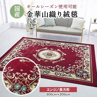 絨毯 ラグマット 長方形 300×200 洗える 厚手 カーペット プエブロ エンジ