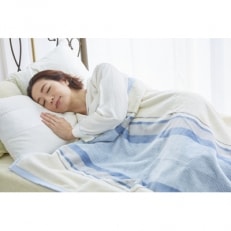 綿毛布 シングル 綿100% 高級 シール織 cotton-ton ブルーアイボリー | ふるさと納税のお礼品