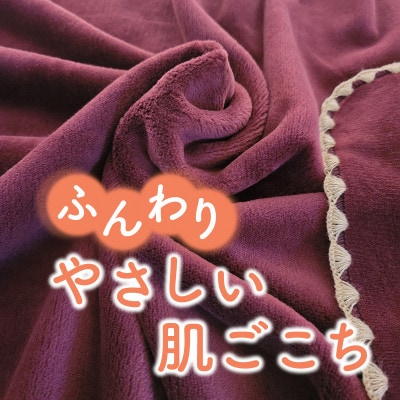 ひざ掛け かわいい 綿毛布 おしゃれ コットン100% ワイン