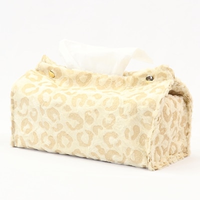 OKADA TEXTILE ティッシュケース3点セット(金箔レオパード柄)